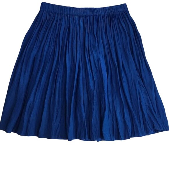 Navy Blue Women Sleeveless Top and Elastic Wasit Pleated Swing Silk Skirt Silk S - Picture 7 of 10